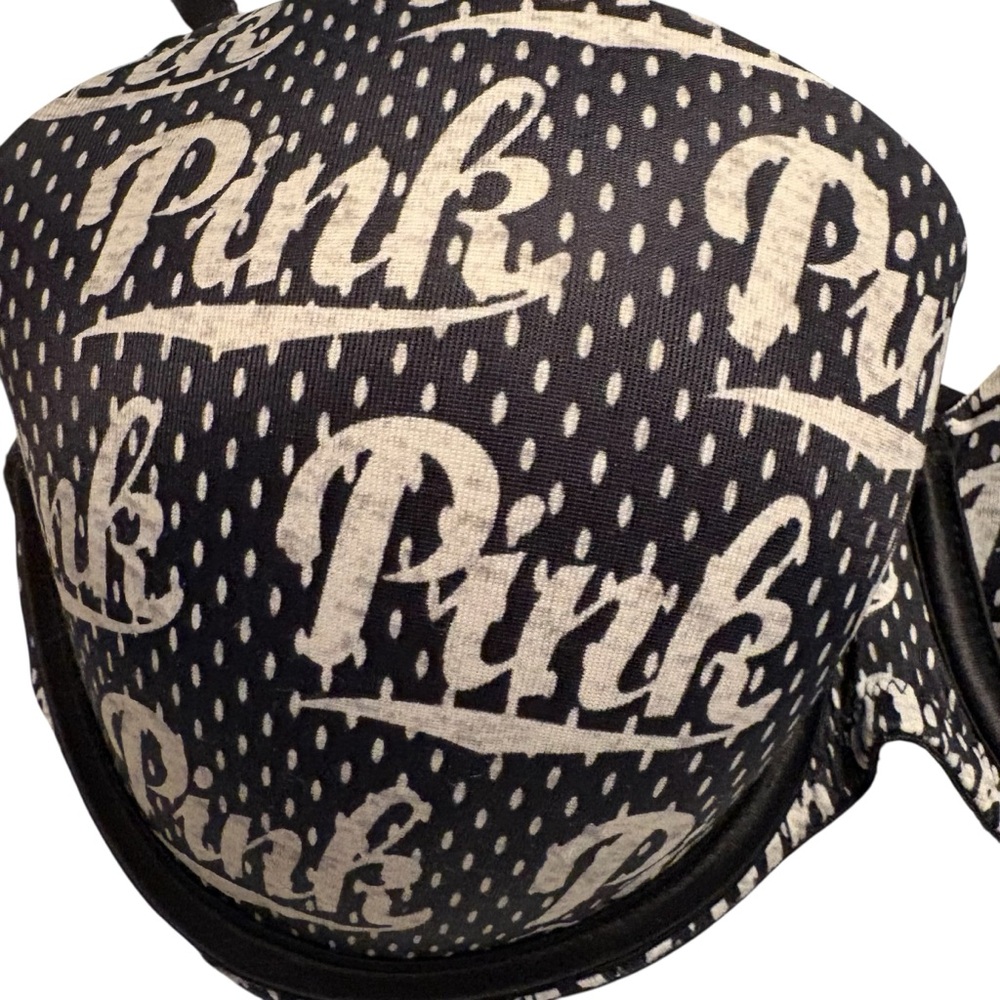 PINK Victoria's Secret Wear Everywhere Super Push-up Bra White Logo 34D - Picture 3 of 6